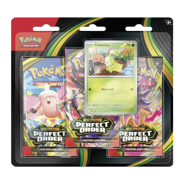 Blister 3 sobres Pokémon Equilibrio Perfecto de Chikorita Español