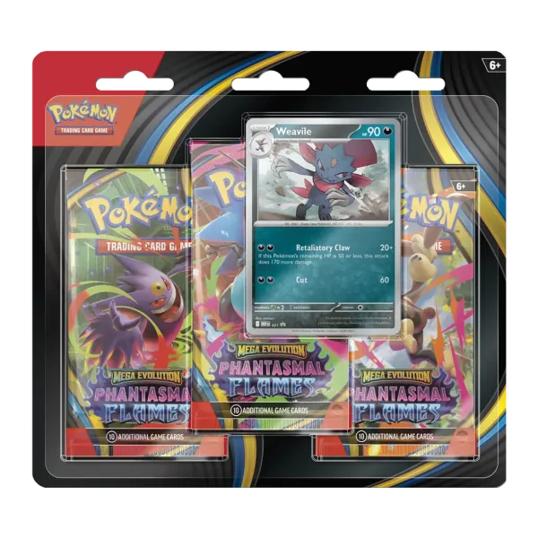 Blister 3 sobres Pokémon Fuegos Fantasmales de Weavile Español